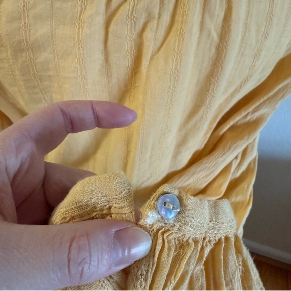 Free people yellow boho long sleeve blouse size M - Picture 3 of 4